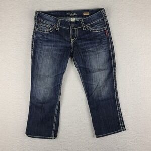 Silver Jeans Womens 30 Blue MCKENZIE Capri Dark Wash Denim *